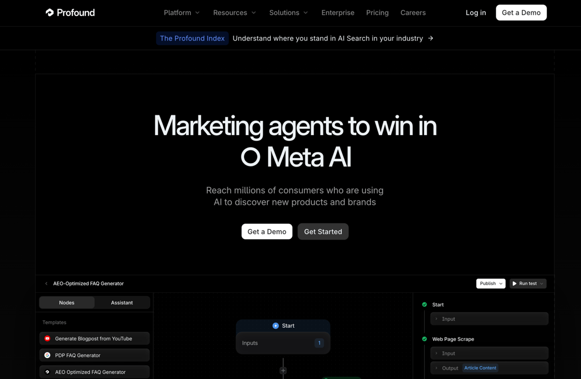 Profound homepage with the headline