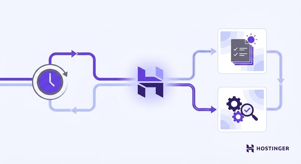 A circular agent task flow connecting a clock trigger to an AI agent node that branches into scheduled output cards, representing automated recurring processes.