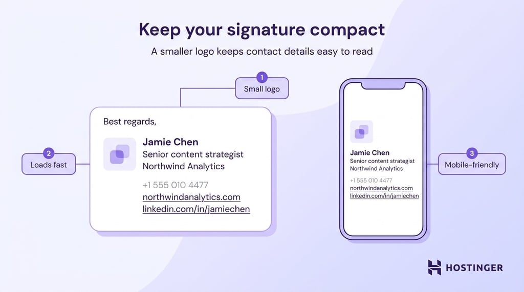 Visual guide on keeping your email signature compact