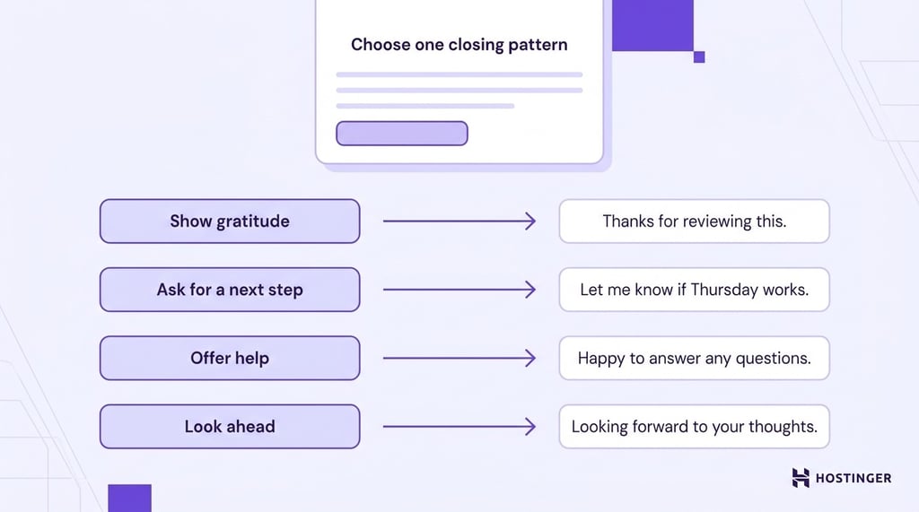 How to end a professional email - choose a closing pattern