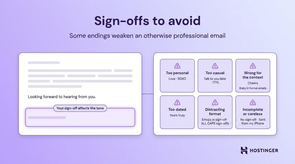 Sign-offs to avoid in a professional email