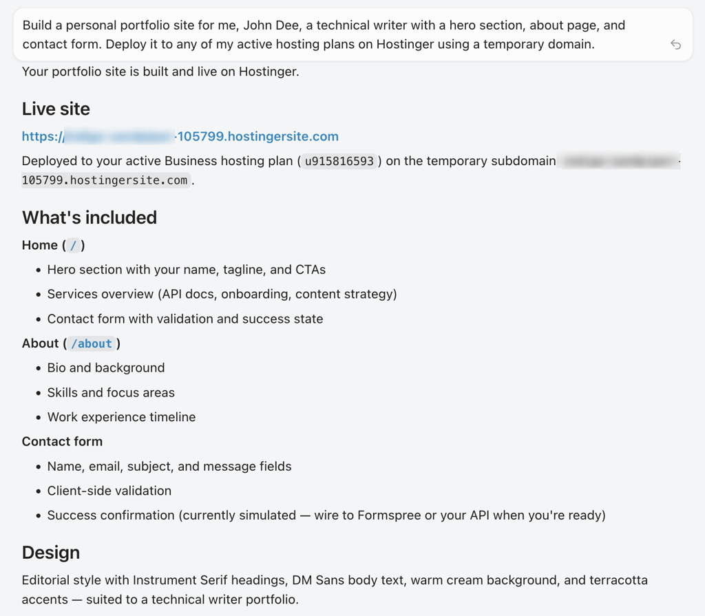 "cursor-chat-hostinger-connector-deployment-successful-live-site-url" "Cursor