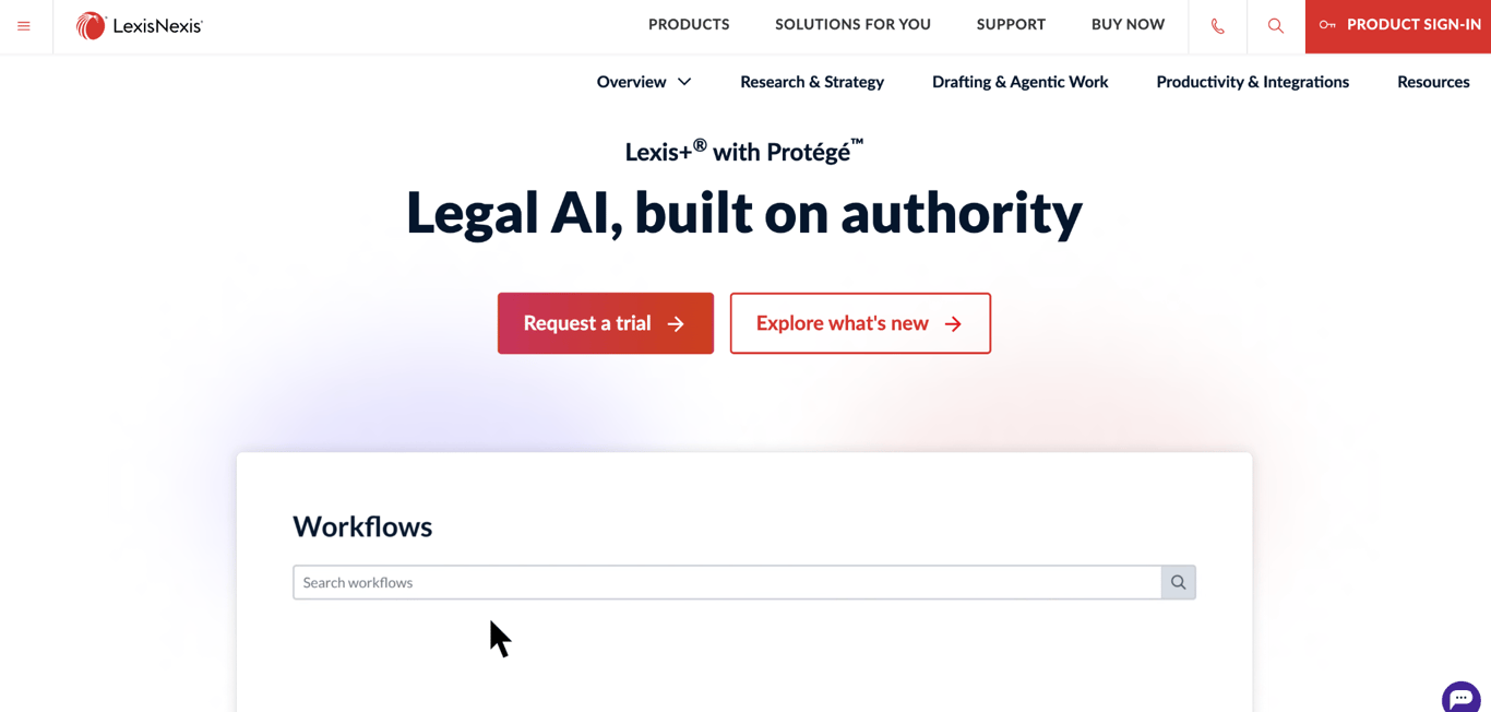 Lexis+ with Prot&eacute;g&eacute; landing page