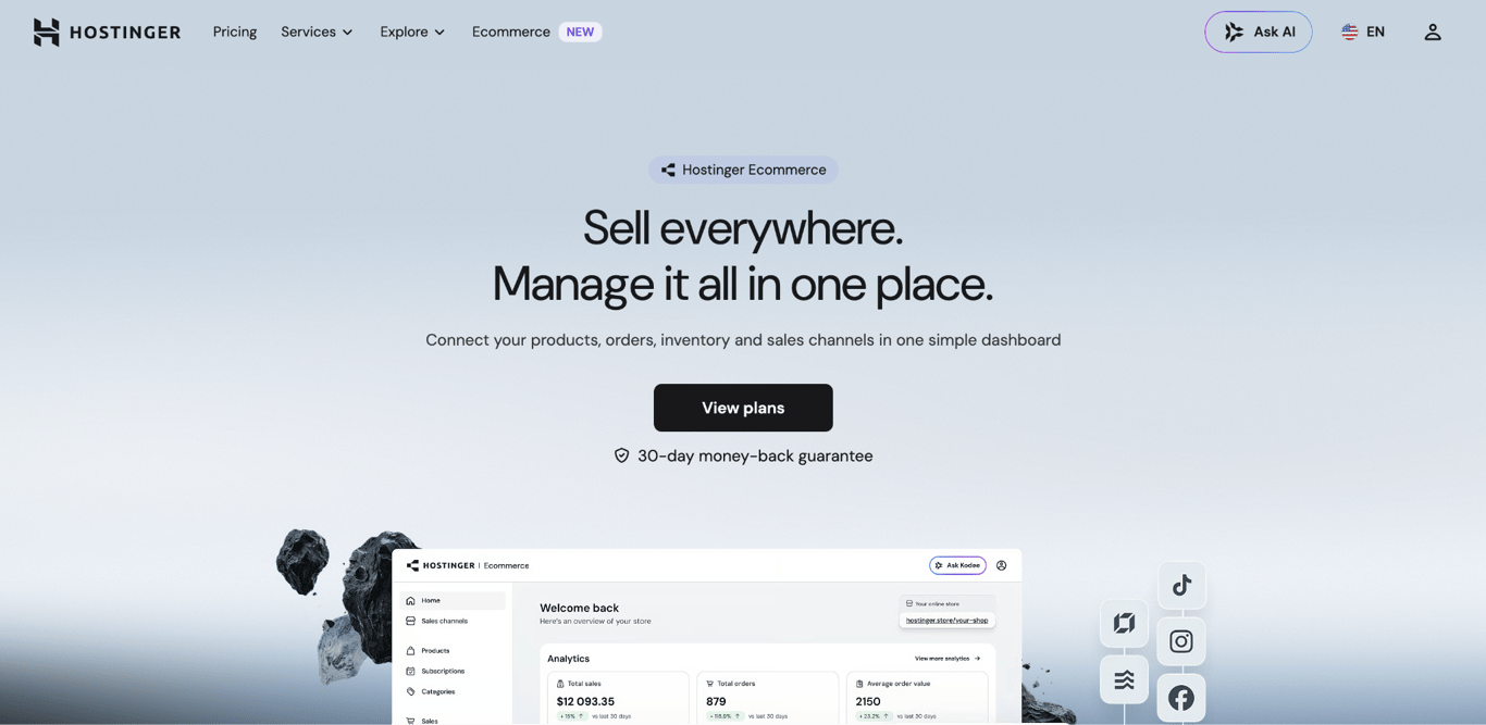 Hostinger Ecommerce landing page