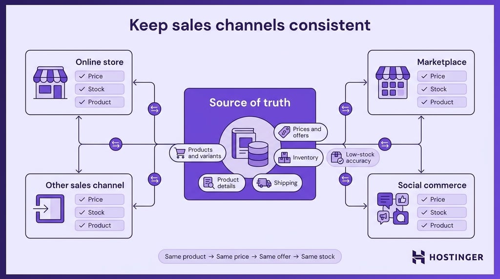 black-friday-sales-channel-consistency Sales channel consistency using one source of truth for products, prices, and inventory.