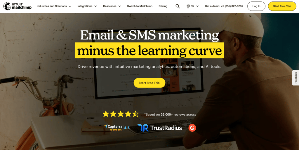 Mailchimp homepage