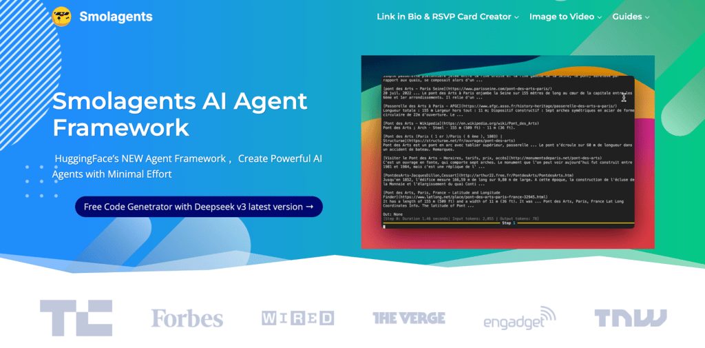 Smolagents homepage
