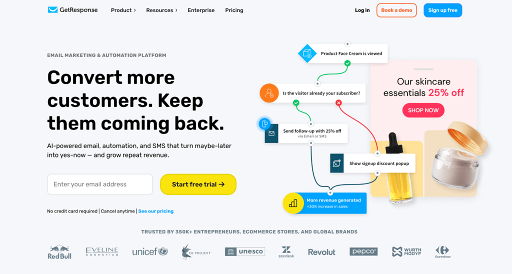GetResponse homepage