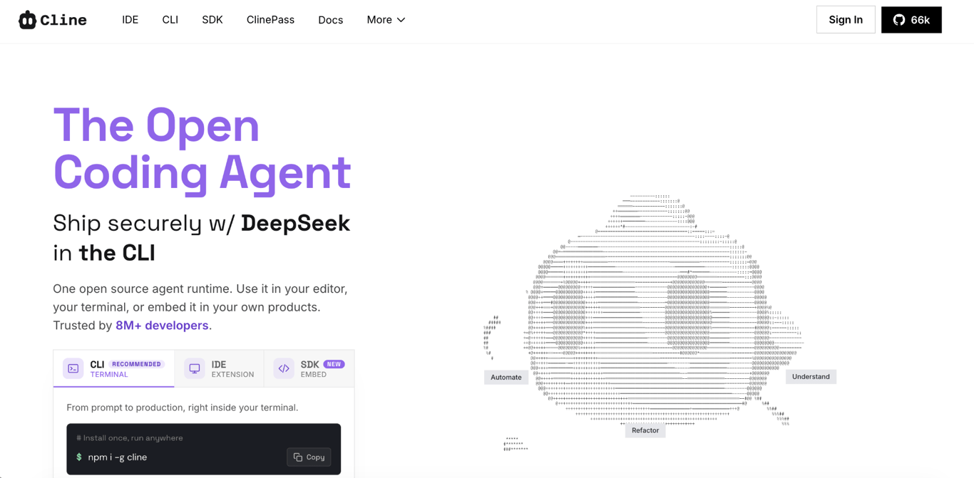 Cline landing page