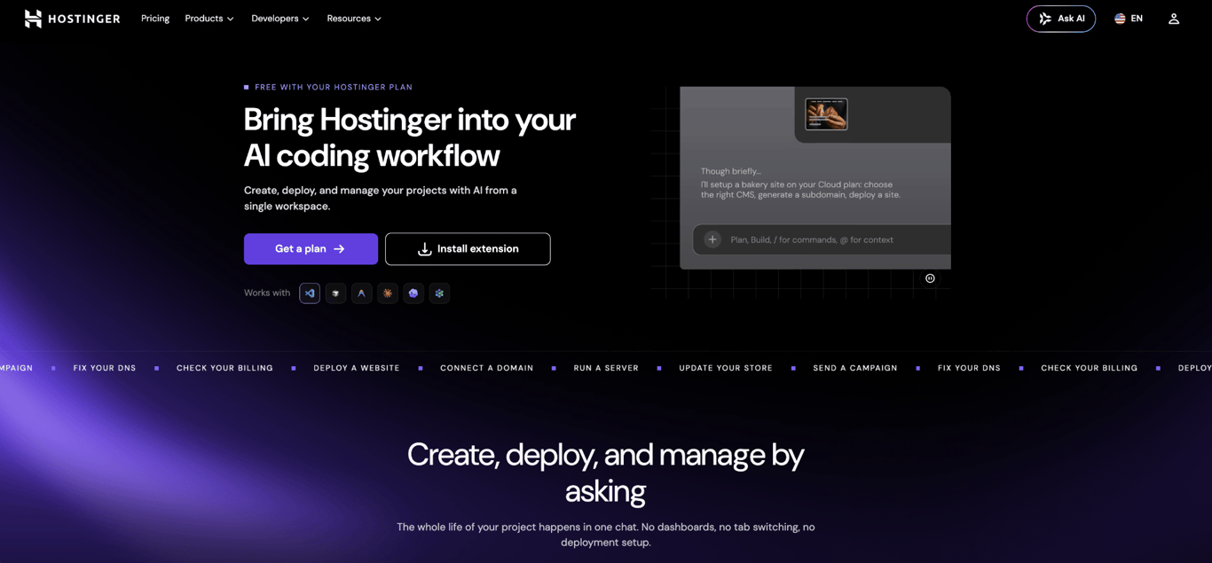 Hostinger Connector landing page