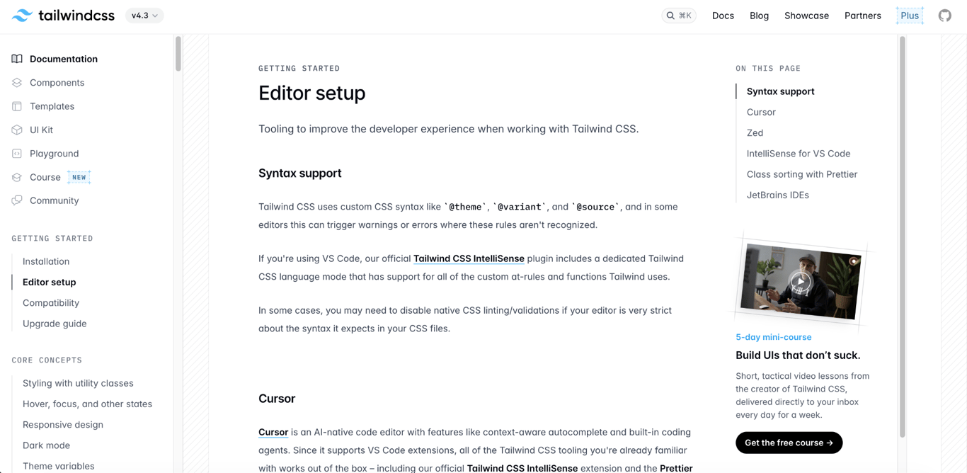 Tailwind CSS IntelliSense landing page