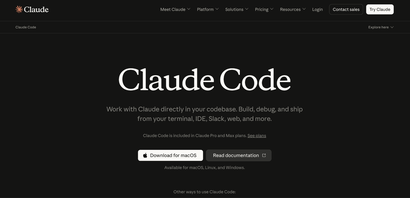 Claude Code home page