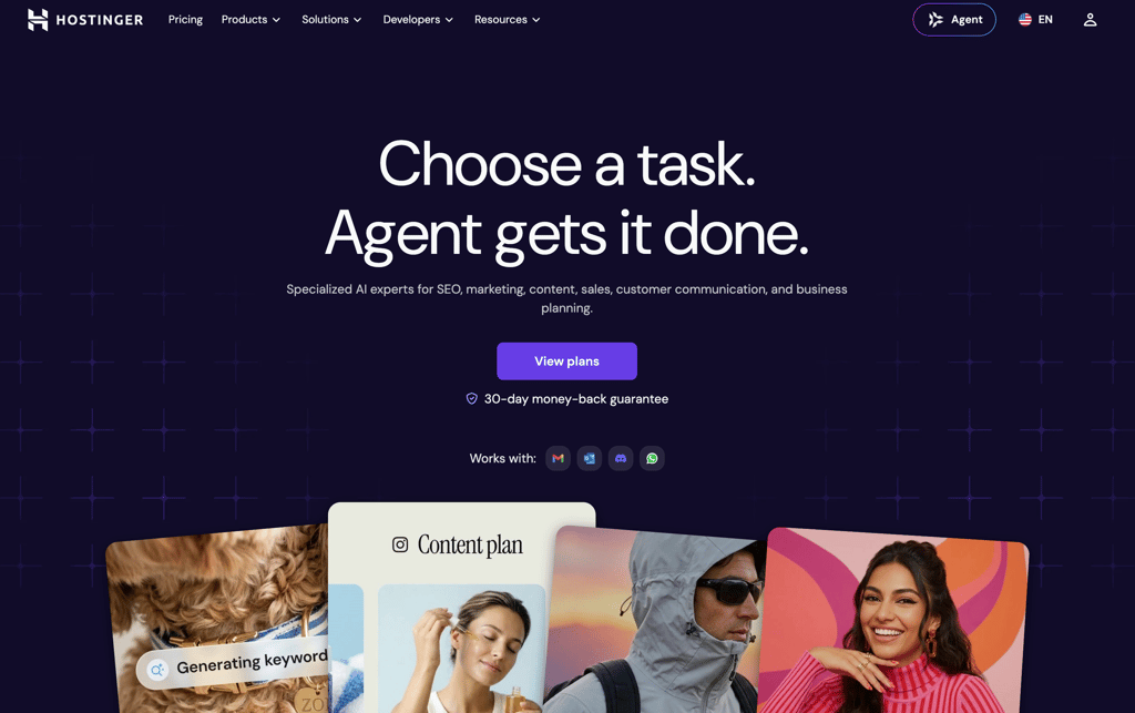 Hostinger Agent homepage