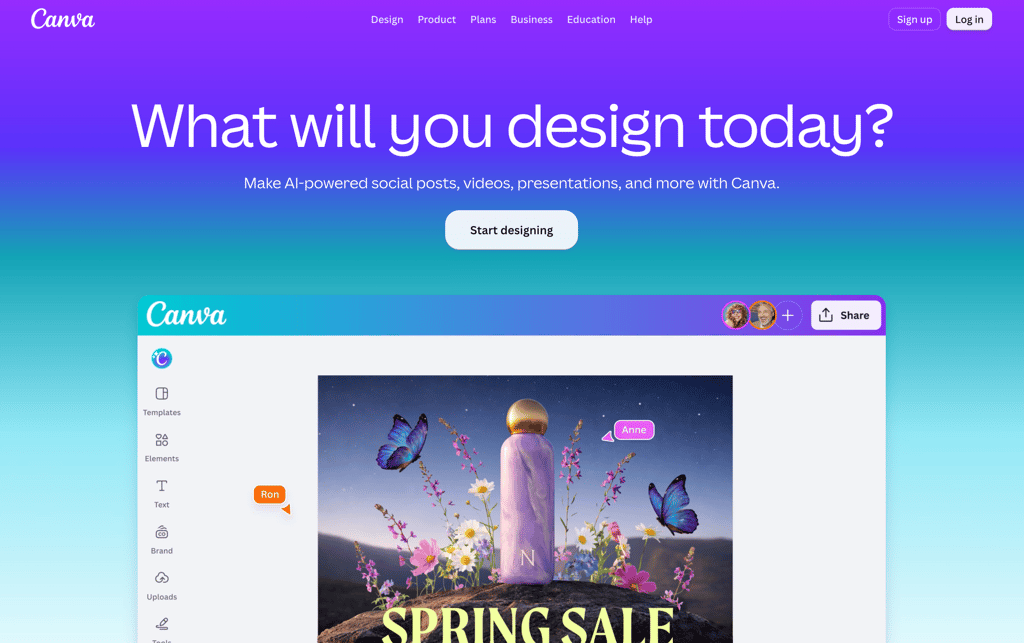 Canva homepage
