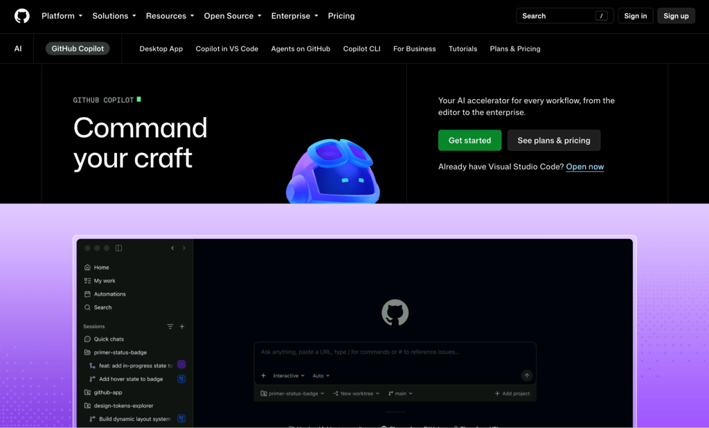 GitHub Copilot homepage