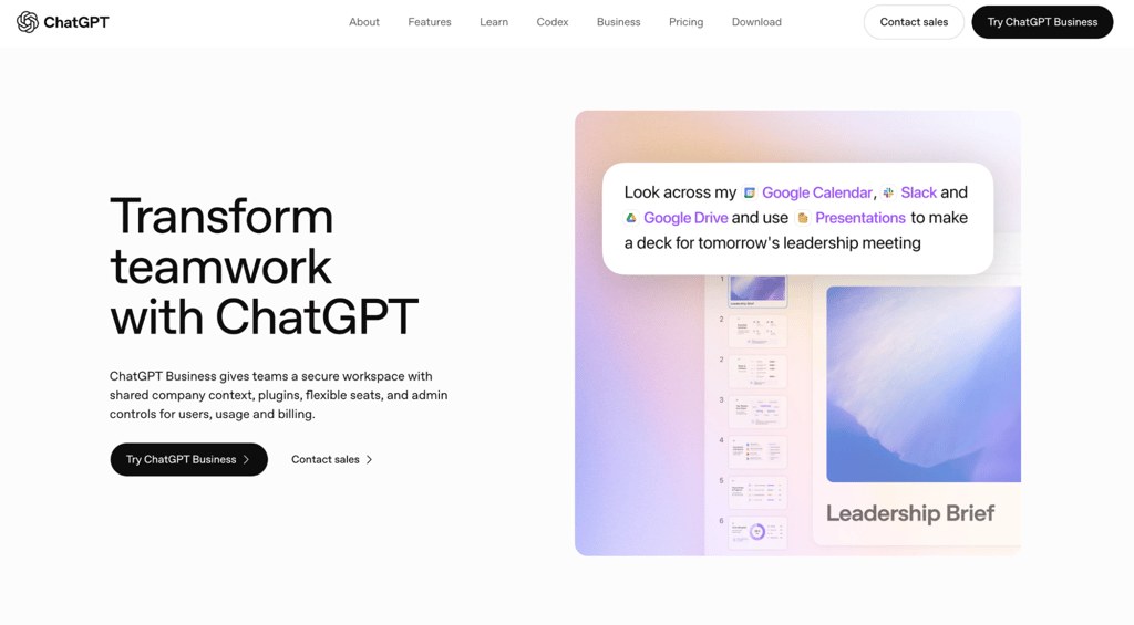 ChatGPT homepage