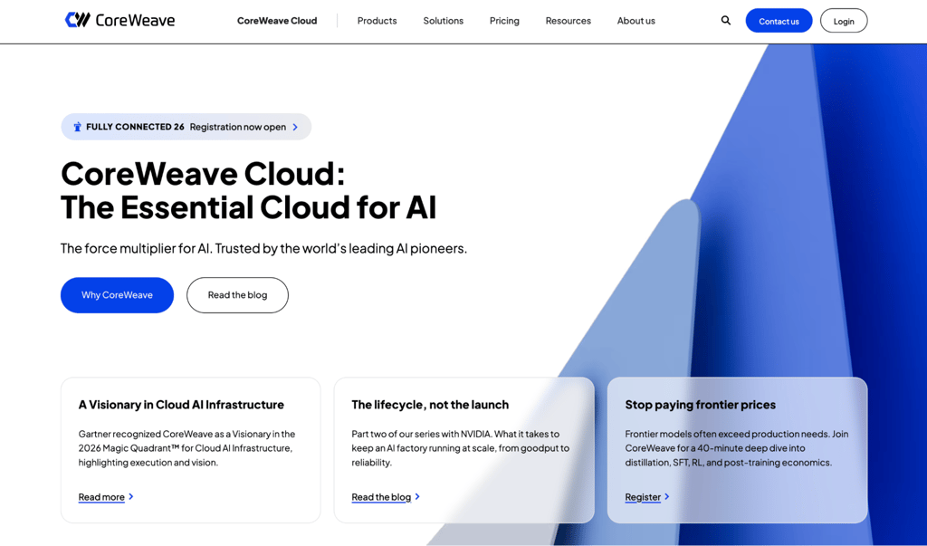 CoreWeave homepage