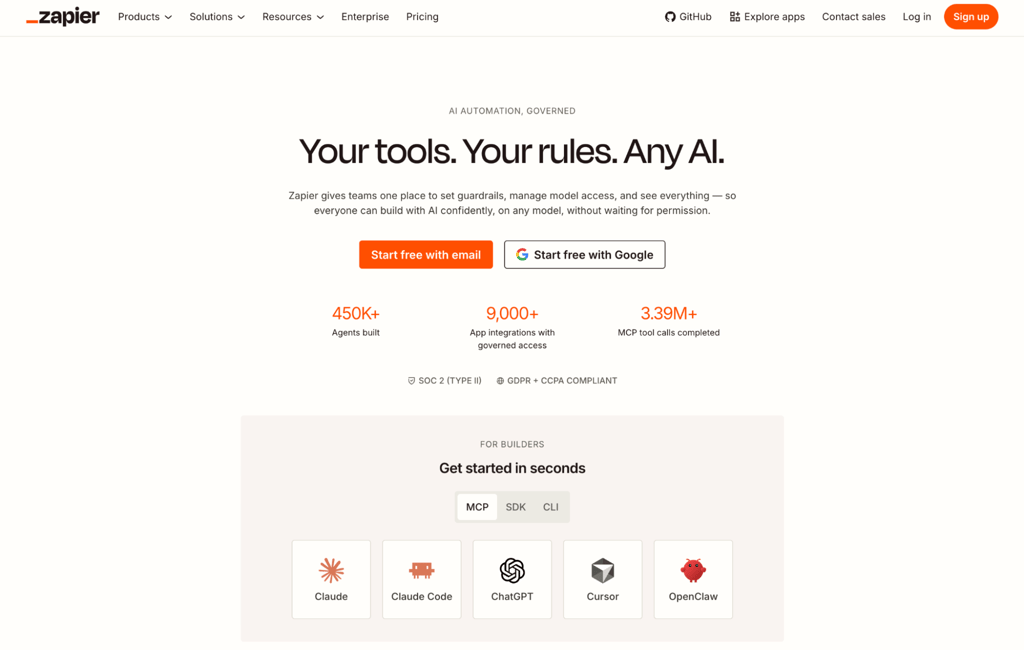Zapier homepage
