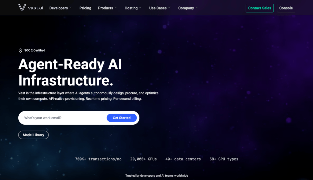 Vast.ai homepage