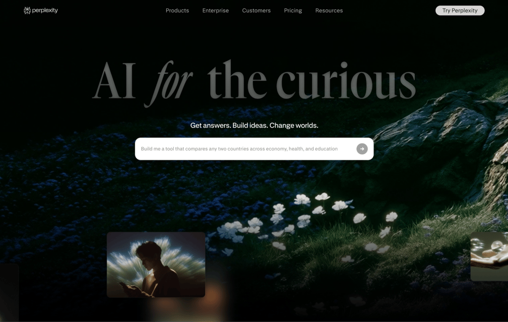 Perplexity homepage