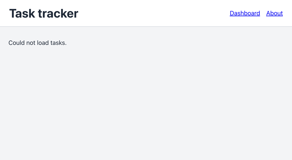 task-tracker-dashboard-api-error React task tracker displaying the Could not load tasks error message