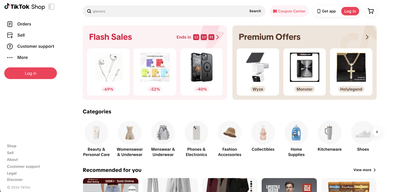 TikTok Shop landing page
