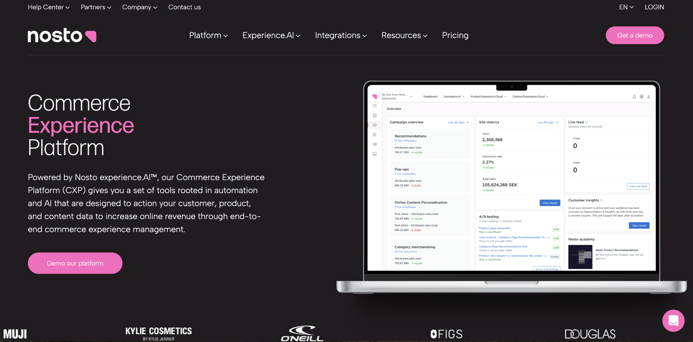 Nosto landing page