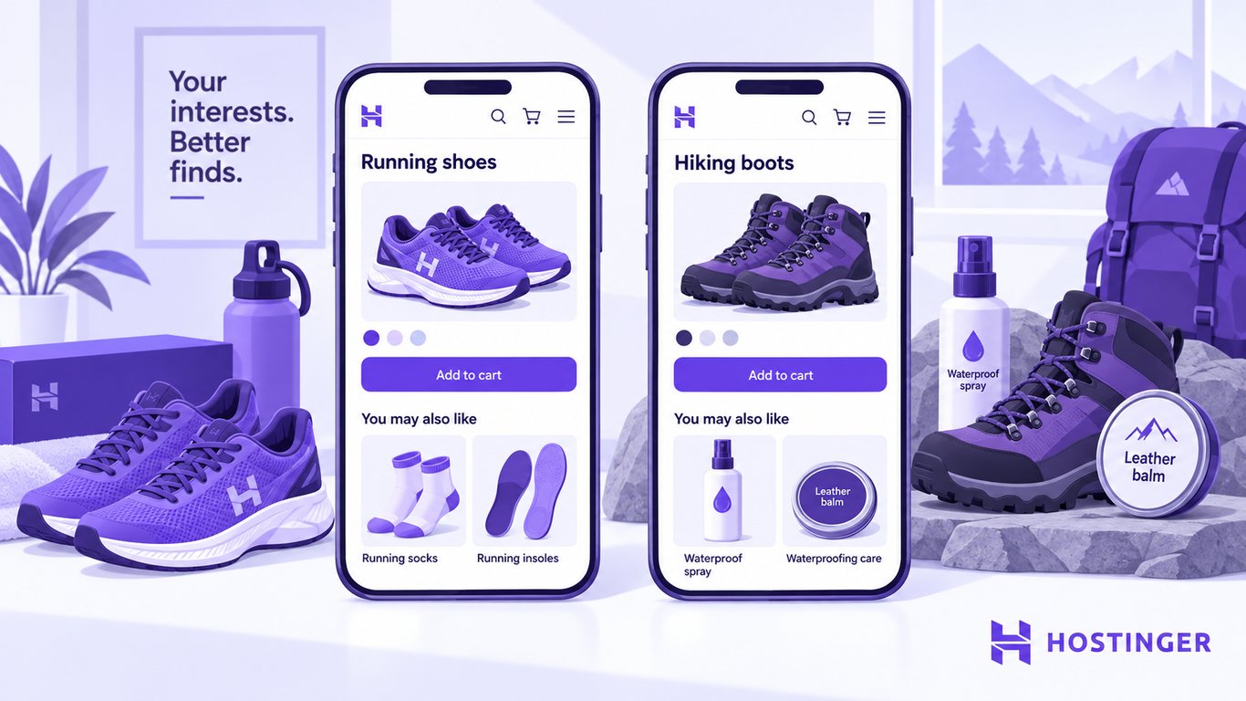A store recommends running socks and insoles with running shoes, and waterproofing care with hiking boots.