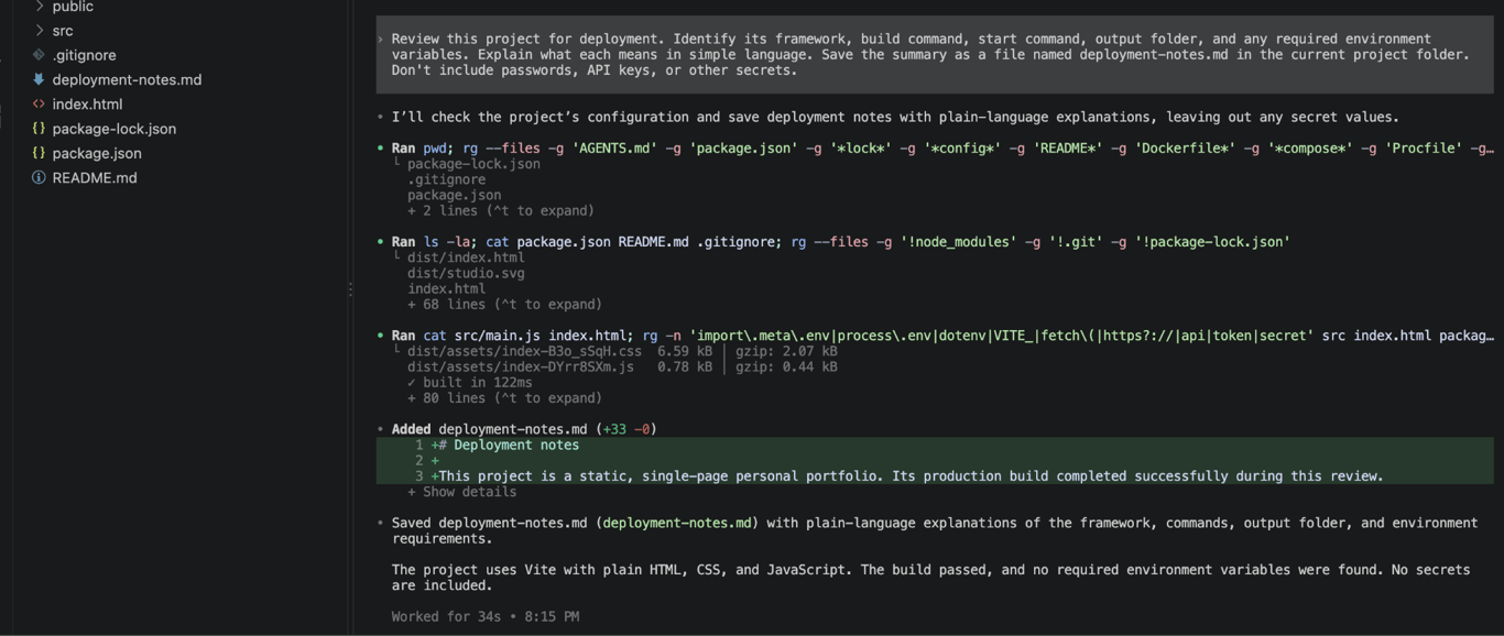 Codex terminal opening deployment-notes.md