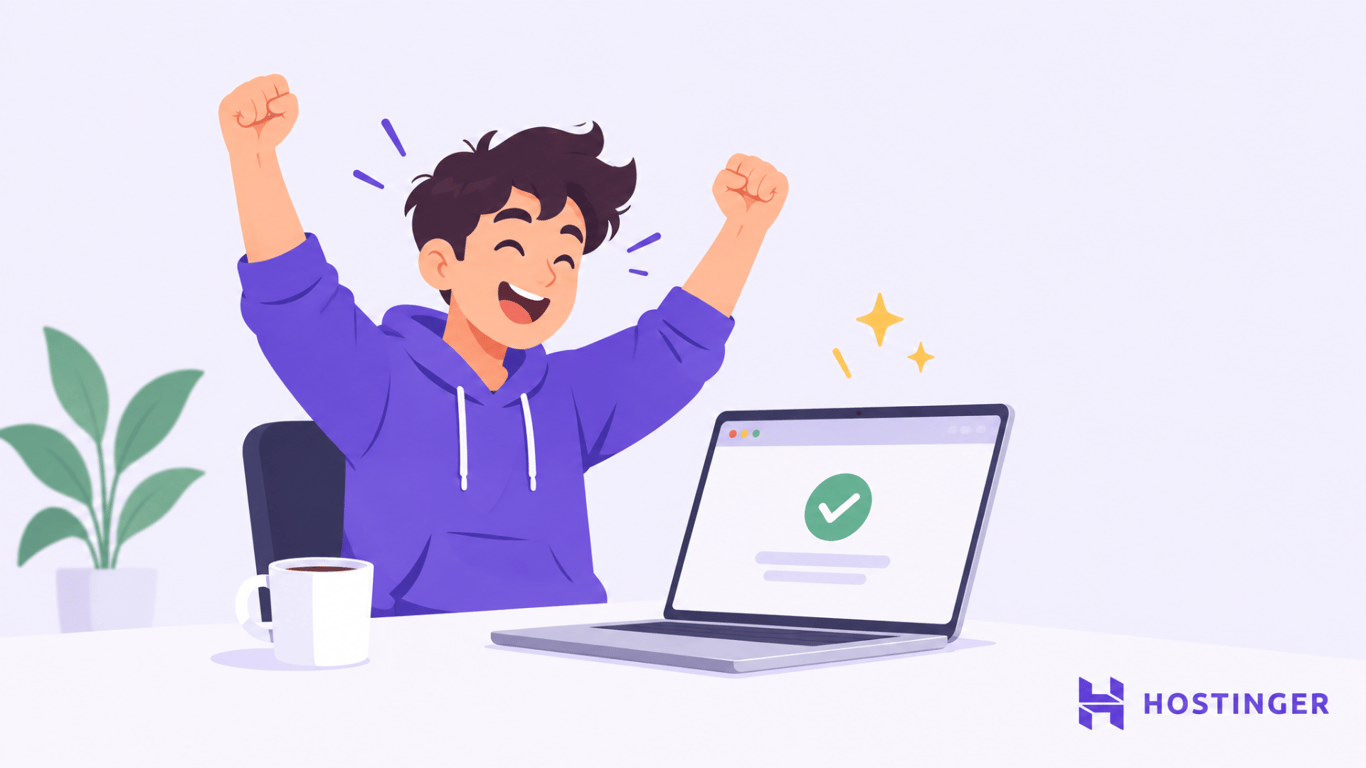 Developer celebrating after successfully deploying a Codex website illustration