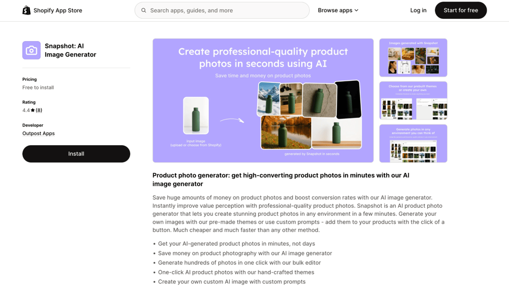 Snapshot homepage