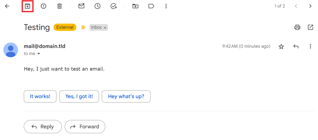 bot&atilde;o de arquivar email no gmail