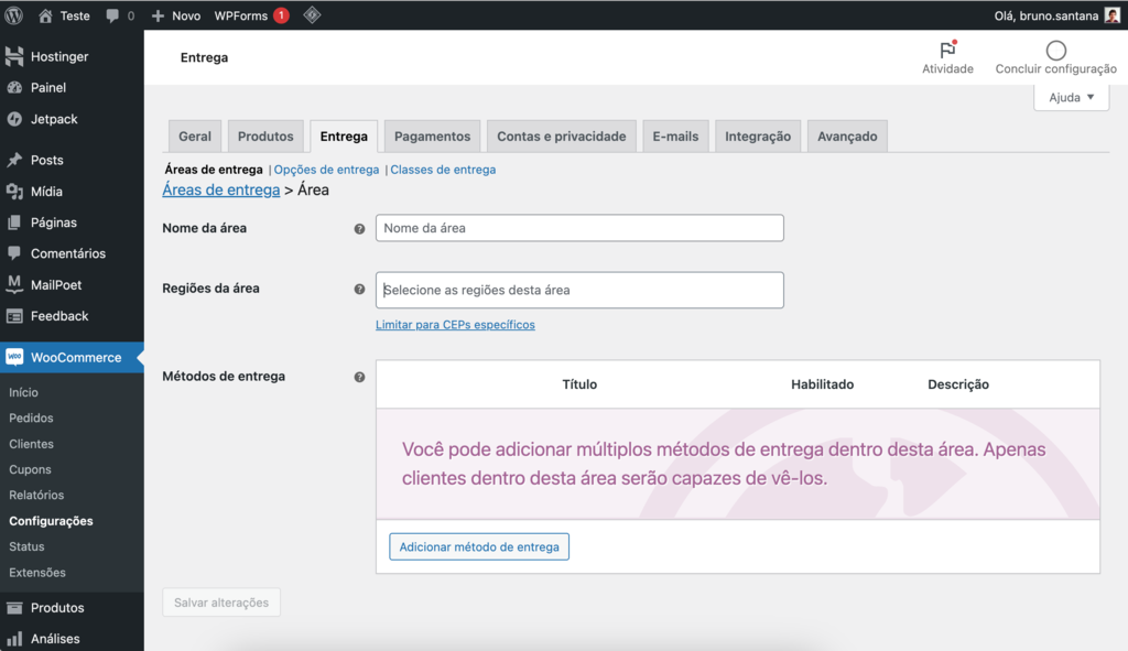 configura&ccedil;&atilde;o do woocommerce