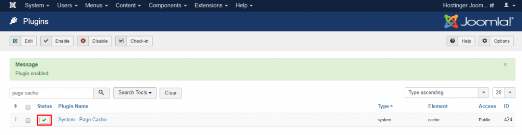 plugins de cache do joomla