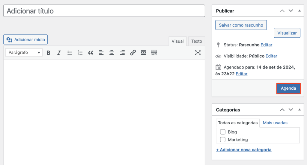 agendando posts no editor cl&aacute;ssico do wordpress