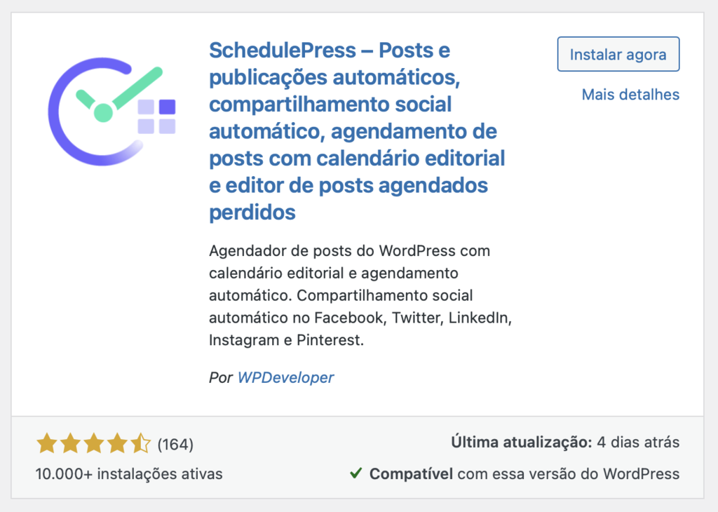 plugin schedulepress no diret&oacute;rio do wordpress