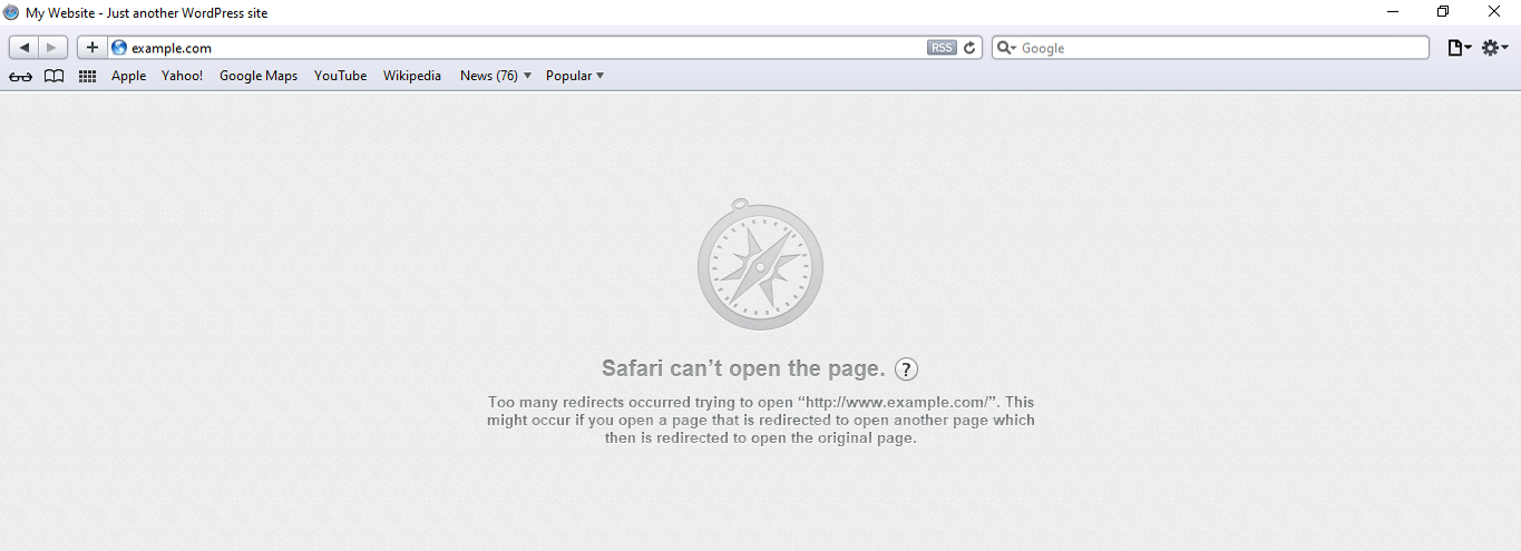 mensagem de safari n&atilde;o pode abrir a p&aacute;gina
