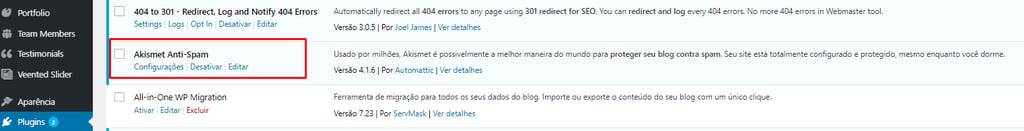 desativar plugin