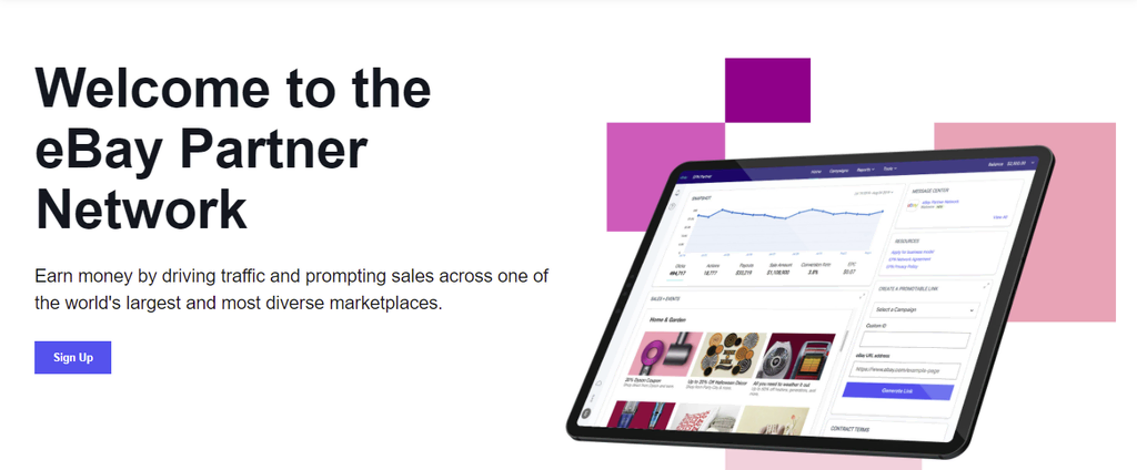 p&aacute;gina da eBay partner network