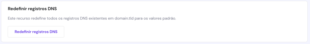 O botão Reset DNS no hPanel