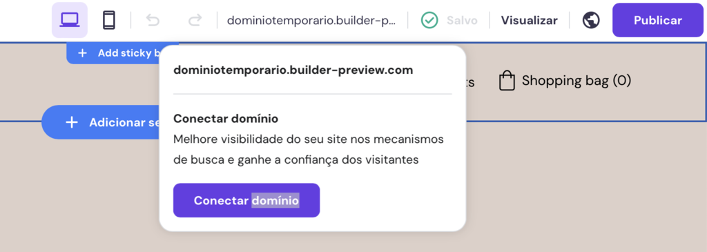 conectar dom&iacute;nio no criador de sites da hostinger