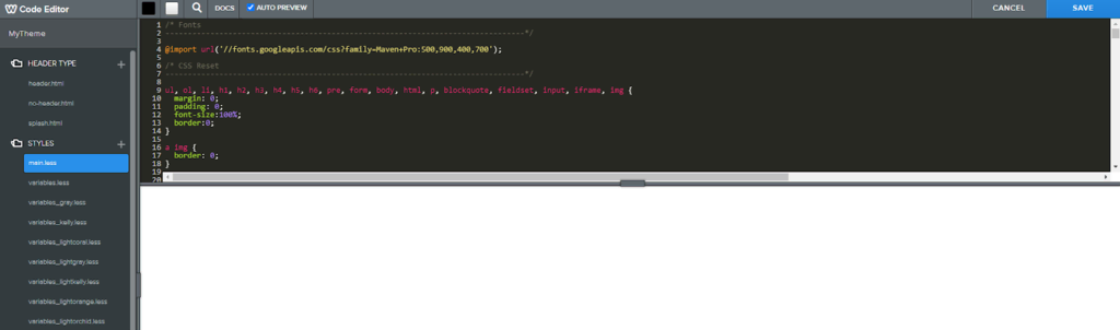editor de c&oacute;digo do weebly