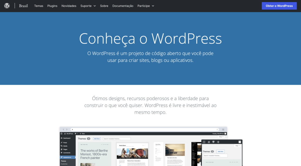 p&aacute;gina inicial do wordpress.org