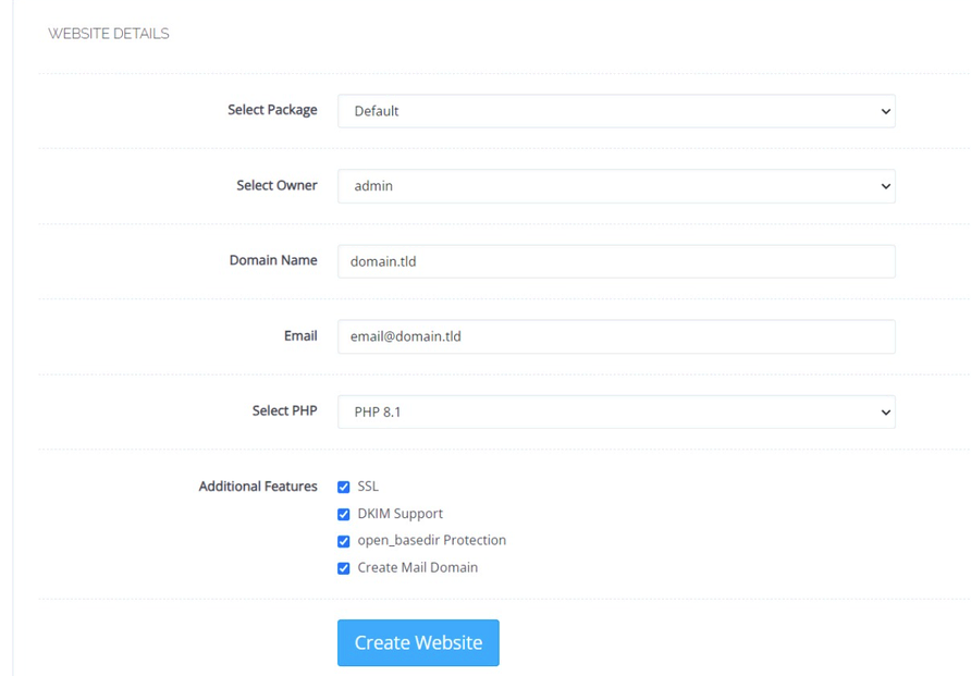 criando site no cyberpanel
