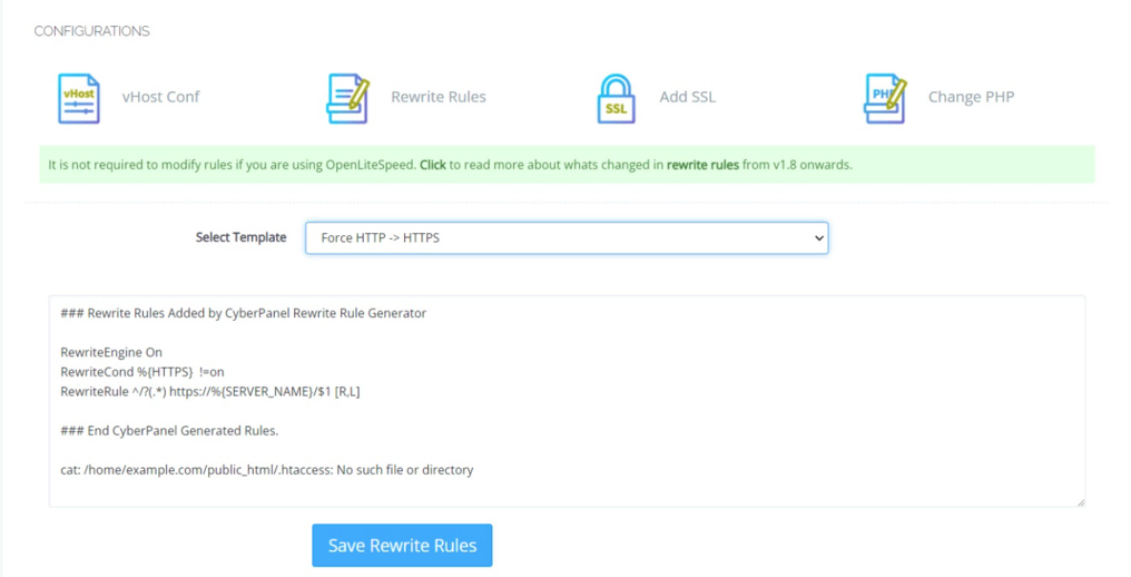 for&ccedil;ando https no cyberpanel