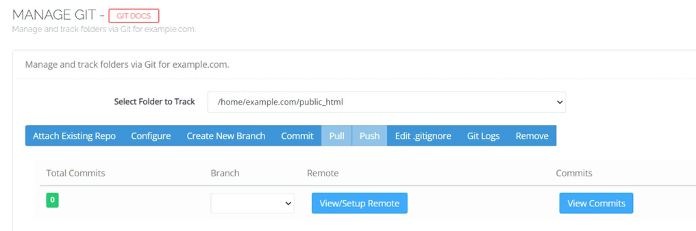 gerenciando git no cyberpanel