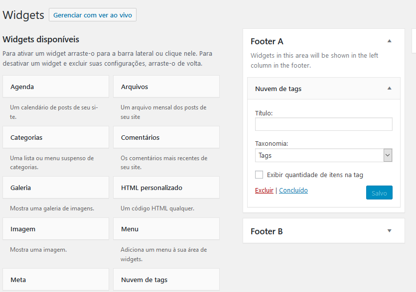 adicionar nuvem de tags wordpress
