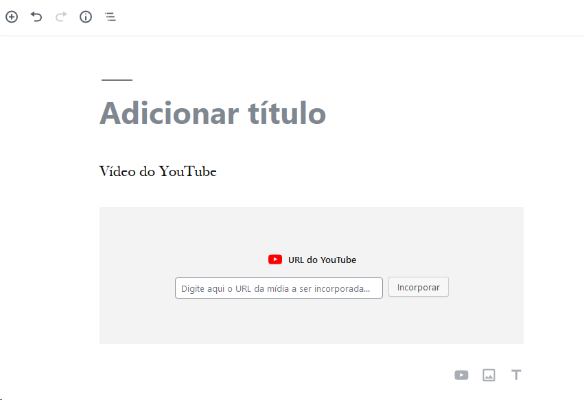 Adicionar v&iacute;deo incorporado do YouTube