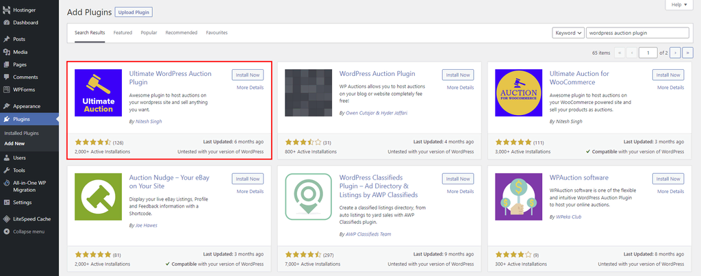 plugins de leil&atilde;o para wordpress