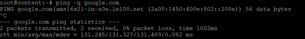 comando ping com opção -q